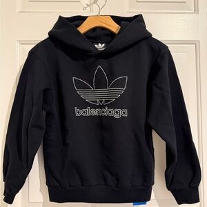 Balenciaga Adidas Black Hoodie Kids Size 10 NWT 100% Cotton Authentic Unisex